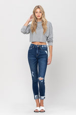 High Rise Distressed Clean Cut Crop Skinny